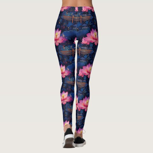 Dragonfly & Roze Lotus Design Leggings (Achterkant)