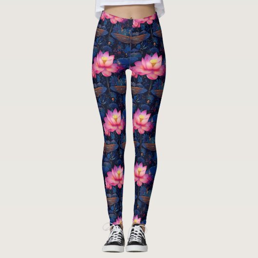 Dragonfly & Roze Lotus Design Leggings (Voorkant)