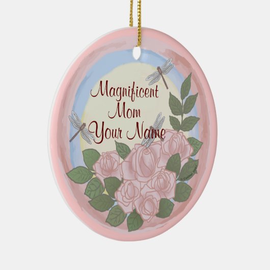 Dragonfly Rozen Moeder Keramisch Ornament (Rechts)