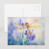 Dragonfly rust op een lelie waterverf schilderij briefkaart (Voorkant / Achterkant)