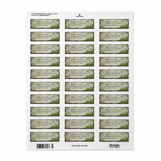 Dragonfly Rustic Botanical Return Address Labels (Full Sheet)
