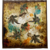 Dragonfly Rustic Splash Douchegordijn (Voorkant)
