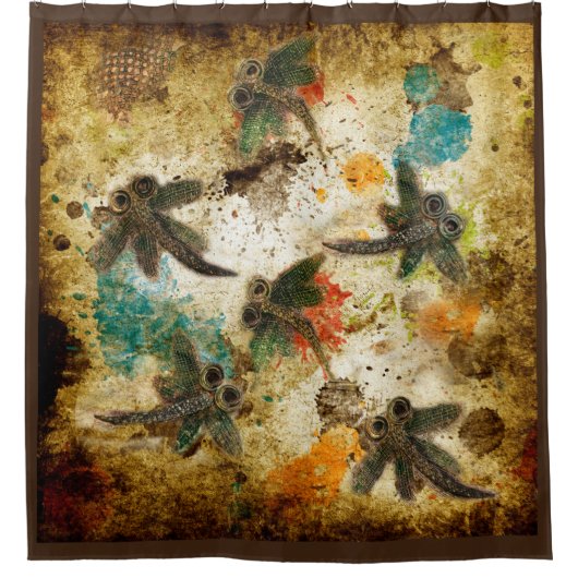 Dragonfly Rustic Splash Douchegordijn (Voorkant)