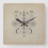 Dragonfly Sacred Geometry Compositie Vierkante Klok (Voorkant)