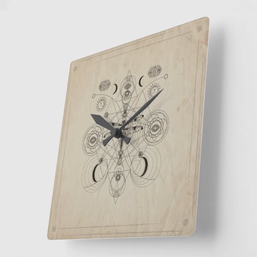 Dragonfly Sacred Geometry Compositie Vierkante Klok (Hoek)