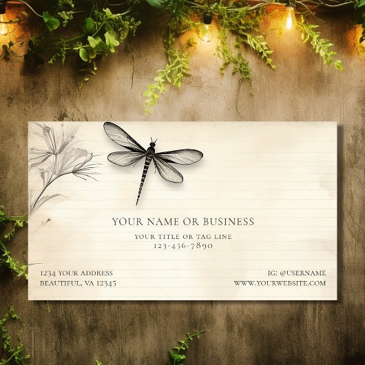 Dragonfly Schets Journal Visitekaartje