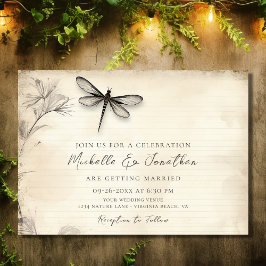 Dragonfly Schets Tijdschrift Bruiloft Kaart