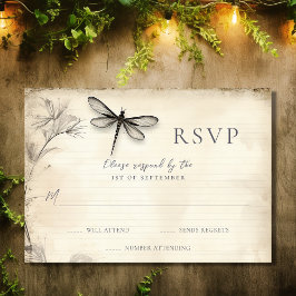 Dragonfly Schets Tijdschrift Bruiloft RSVP Kaartje
