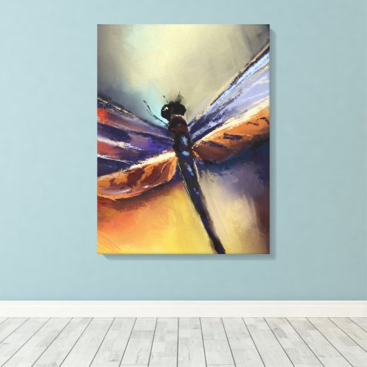 Dragonfly schilderij canvas afdruk (Insitu (Houten vloer))