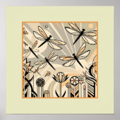Dragonfly Serenade: een art deco landschap Poster (Voorkant)