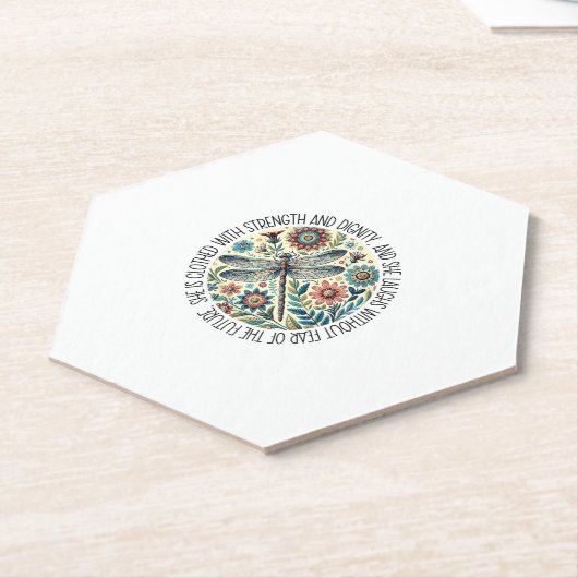 Dragonfly She Is Clothed With Strength & Dignity T Kartonnen Onderzetters (Schuin)