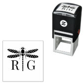 Dragonfly Silhouet 2 Initiaal Bruiloft Monogram #2 Zelfinktende Stempel (In situ)