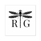 Dragonfly Silhouet 2 Initiaal Bruiloft Monogram #2 Zelfinktende Stempel (Design)