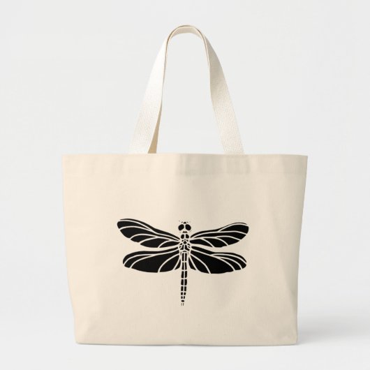 Dragonfly Silhouette Grote Tote Bag (Voorkant)