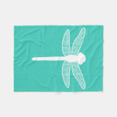 Dragonfly Silhouette op Turquoise Fleece Deken (Voorkant (Horizontaal))