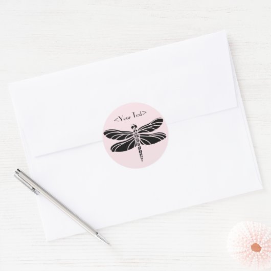 Dragonfly Silhouette Ronde Sticker (Envelop)
