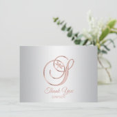 Dragonfly Silver Grey Roos Gold Dank u | S Bedankkaart (Staand voorkant)