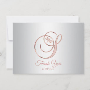 Dragonfly Silver Grey Roos Gold Dank u S Bedankkaart