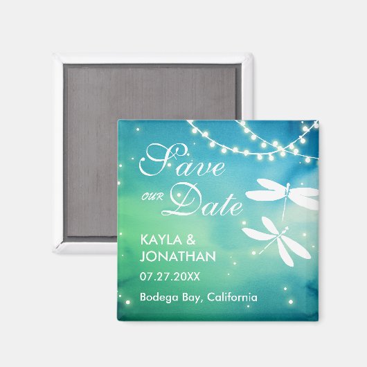 Dragonfly Sla de datummagneten op | Blauw & Groen Magneet (Voorkant / Achterkant)