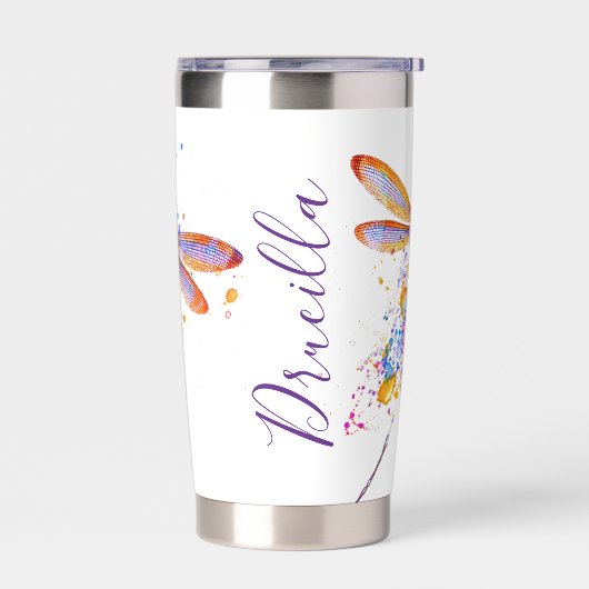 Dragonfly-splaatstair gepersonaliseerd geïsoleerde drinkbeker (Links)
