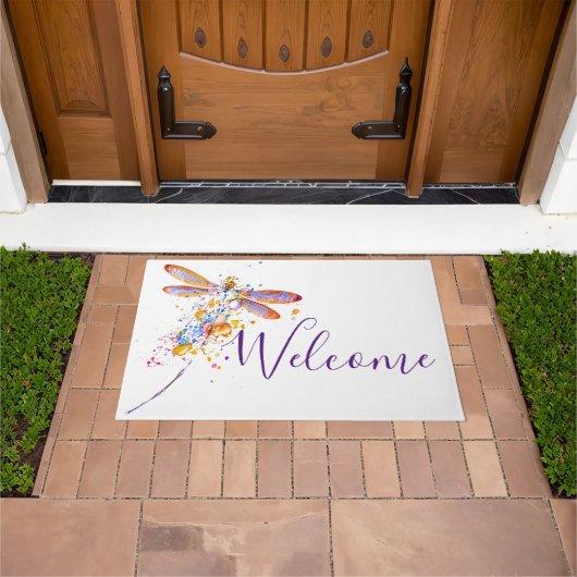 Dragonfly splatter Welkom Deurmat (Buiten)