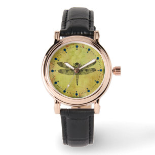Dragonfly Square  lederen riem Horloge