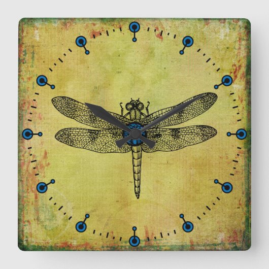 Dragonfly Square Wall klok (Voorkant)