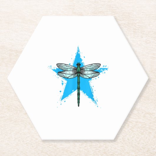 Dragonfly Star Design Insect Love Lover Dragonflie Kartonnen Onderzetters (Voorkant)