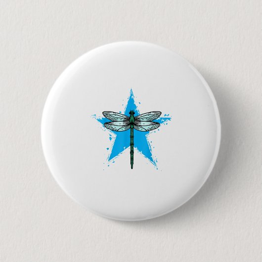 Dragonfly Star Design Insect Love Lover Dragonflie Ronde Button 5,7 Cm (Voorkant)