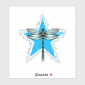 Dragonfly Star Design Insect Love Lover Dragonflie Sticker (Vel)