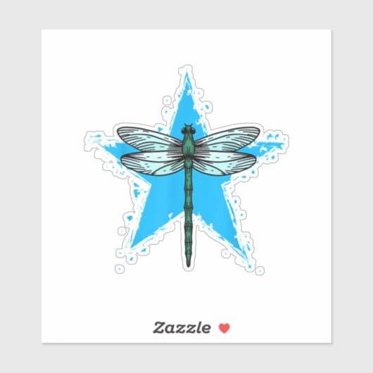 Dragonfly Star Design Insect Love Lover Dragonflie Sticker (Vel)