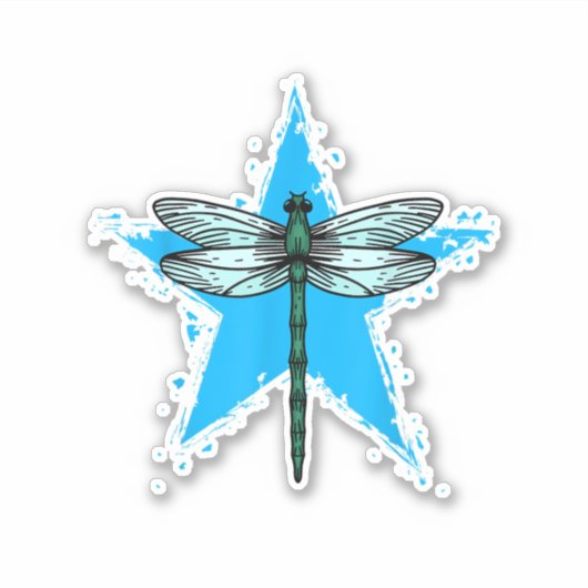 Dragonfly Star Design Insect Love Lover Dragonflie Sticker (Voorkant)