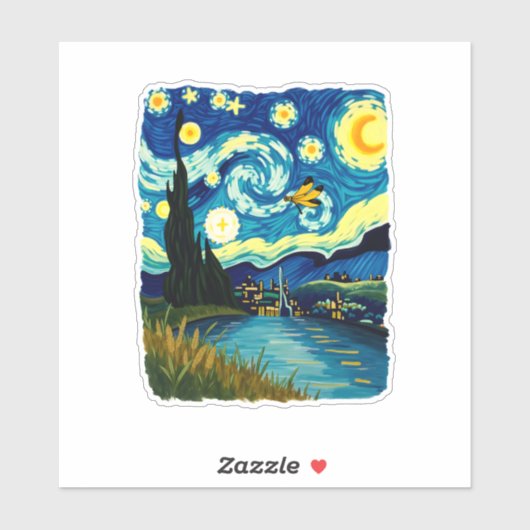 Dragonfly Starry Night (3) Sticker (Vel)