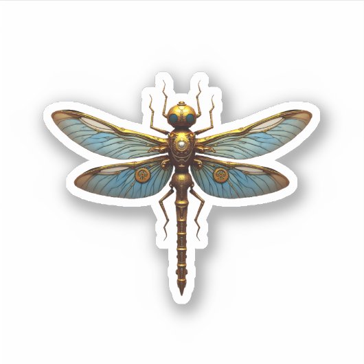 Dragonfly Steam Punk Insect Art Engineer Steampunk Sticker (Voorkant)