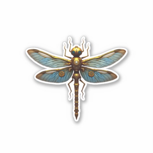 Dragonfly Steam Punk Insect Art Engineer Steampunk Sticker (Voorkant)