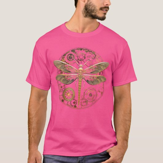 Dragonfly Steampunk Insect Art Gothic Gothic Engin T-shirt (Voorkant)
