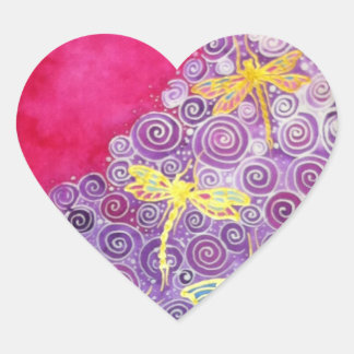 Dragonfly stickers: Originele handgeschilderde zij Hart Sticker