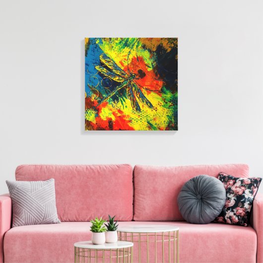 Dragonfly stretched canvas Print (Insitu (Woonkamer))