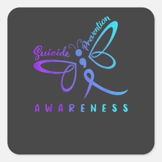 Dragonfly Suicide Prevention Awareness T-Shirt Vierkante Sticker (Voorkant)