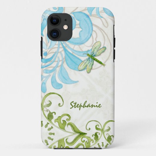 Dragonfly Swirl Flourish Waterverf, gepersonalisee Case-Mate iPhone Case (Achterkant)
