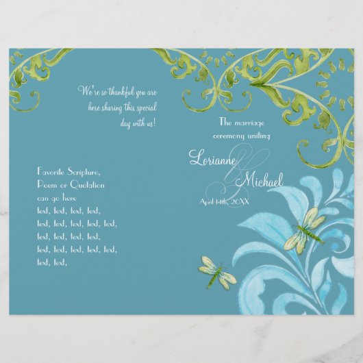 Dragonfly Swirls Scroll Chic Modern Floral Invite (Voorkant)