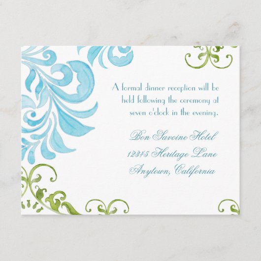 Dragonfly Swirls Scroll Chic Modern Floral Invite Informatiekaartje (Voorkant)
