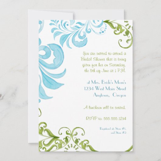 Dragonfly Swirls Scroll Chic Modern Floral Invite Kaart (Voorkant)