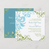 Dragonfly Swirls Scroll Chic Modern Floral Invite Kaart (Voorkant / Achterkant)