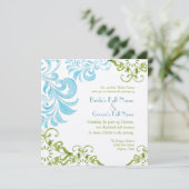 Dragonfly Swirls Scroll Chic Modern Floral Invite Kaart (Staand voorkant)