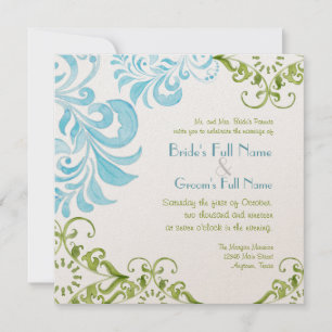 Dragonfly Swirls Scroll Chic Modern Floral Invite Kaart