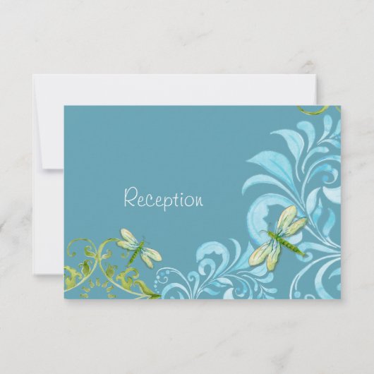 Dragonfly Swirls Scroll Chic Modern Floral Invite Kaart (Achterkant)