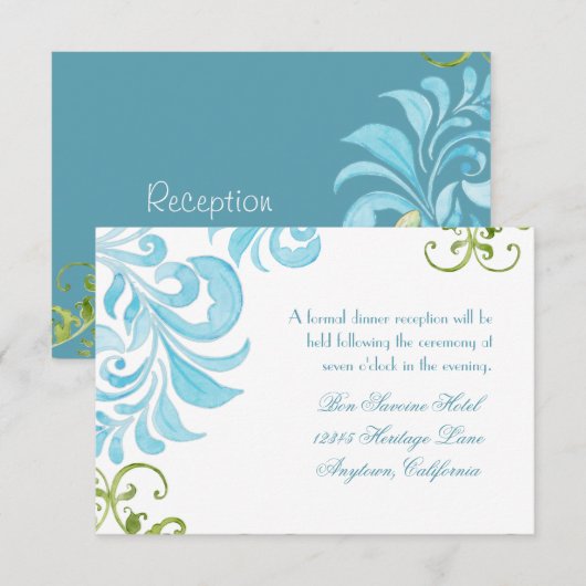 Dragonfly Swirls Scroll Chic Modern Floral Invite Kaart (Voorkant / Achterkant)