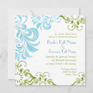 Dragonfly Swirls Scroll Chic Modern Floral Invite Kaart