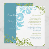 Dragonfly Swirls Scroll Chic Modern Floral Invite Save The Date (Voorkant / Achterkant)